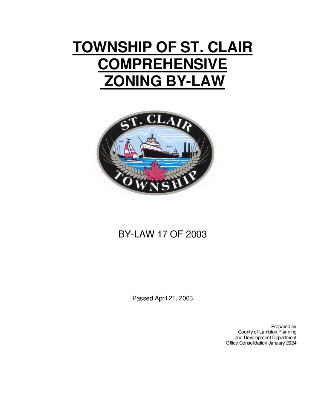 St. Clair Zoning By-law - St Clair Township
